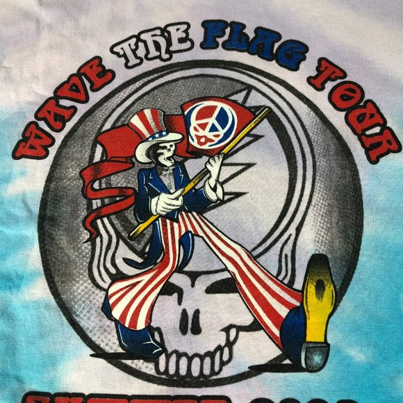 Vintage 2000s Grateful Dead Shirt Men's Large Light Purple Tie Die Wave The Flag - Picture 9 of 12